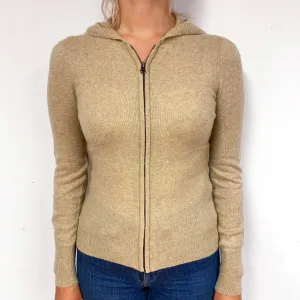 Biscuit Brown Cashmere Zip Up Hoodie Small