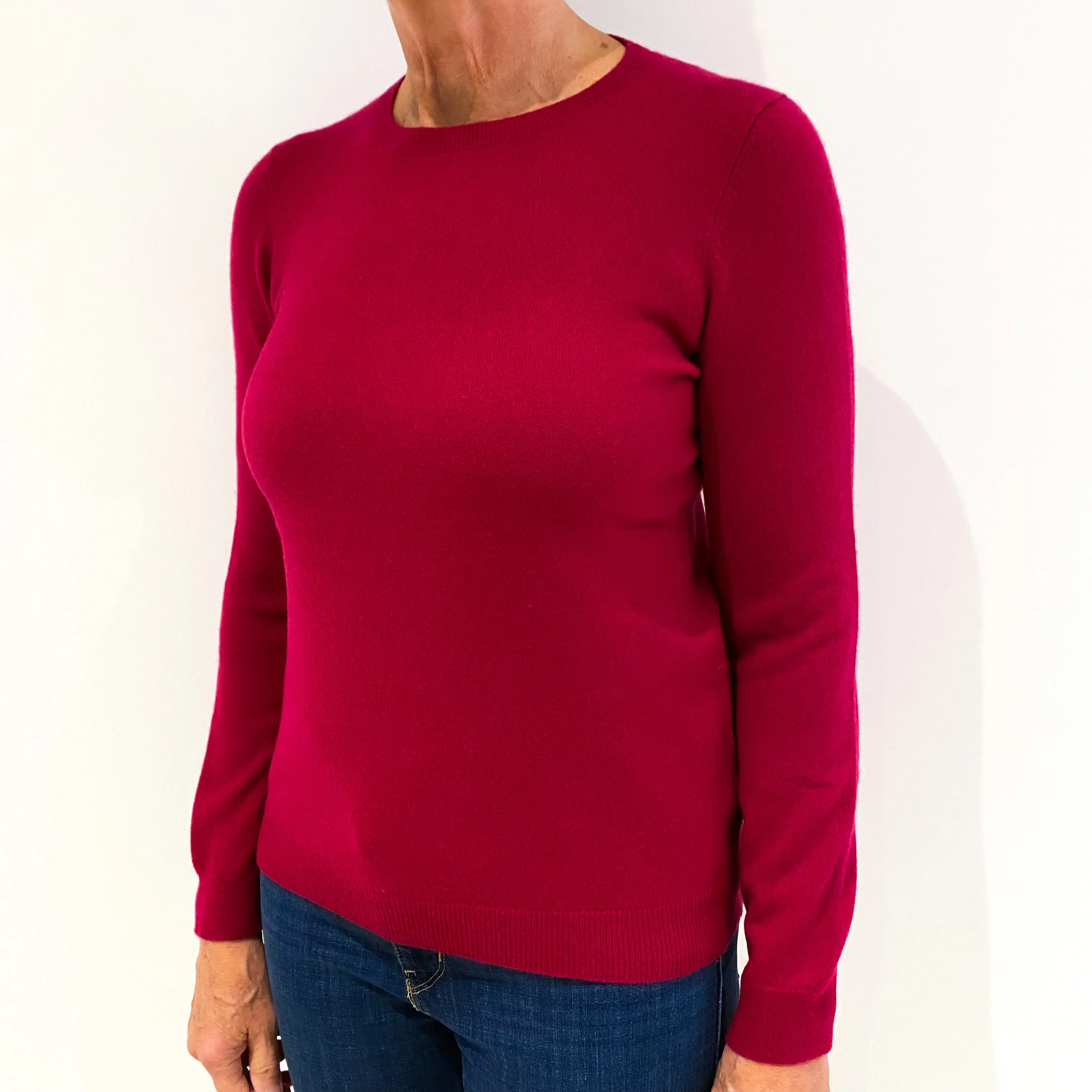 Cherry Pink Cashmere Crew Neck Jumper Medium