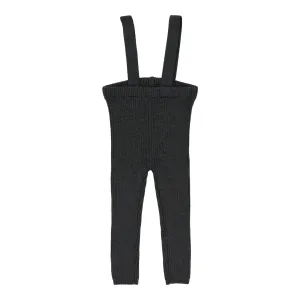Lil Legs Knit Suspender Leggings- Dark Grey