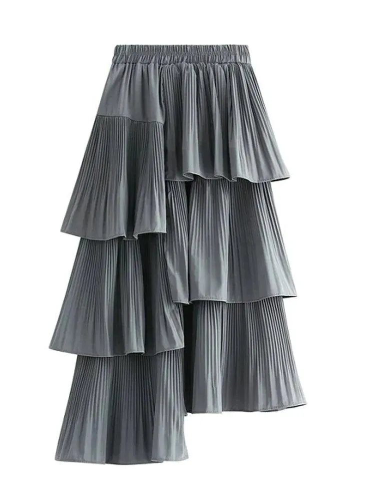 Pleated Skirt Fashion Irregular Ruffled Edges