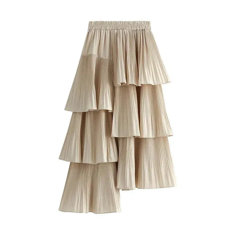Pleated Skirt Fashion Irregular Ruffled Edges