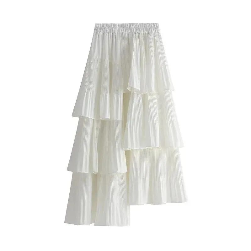 Pleated Skirt Fashion Irregular Ruffled Edges