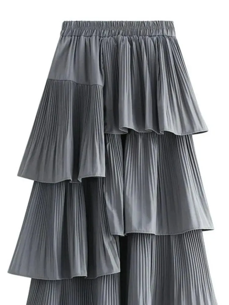 Pleated Skirt Fashion Irregular Ruffled Edges