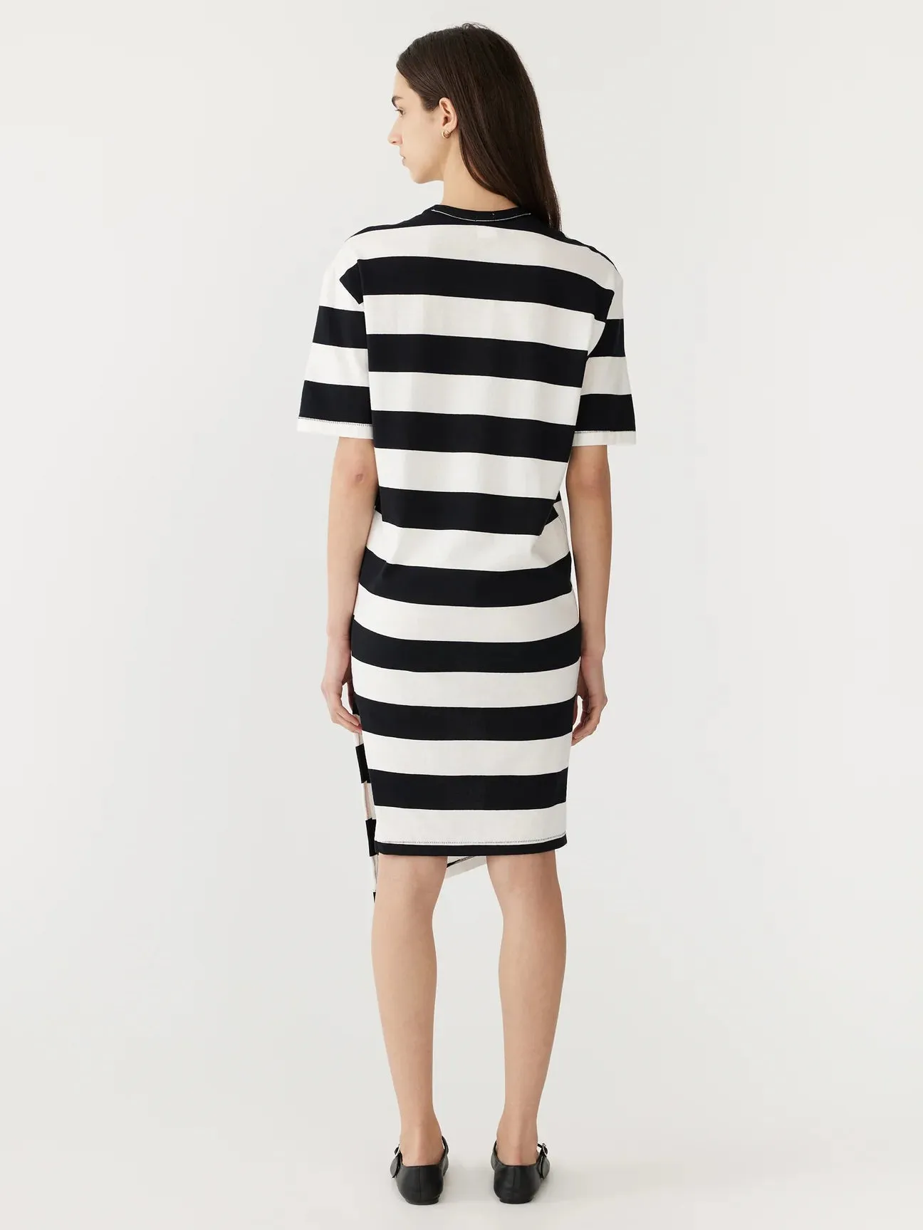Stripe Side Split s/s dress | black/white stripe
