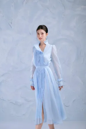 Wind Shirt Long Sleeved Organza Midi Dress